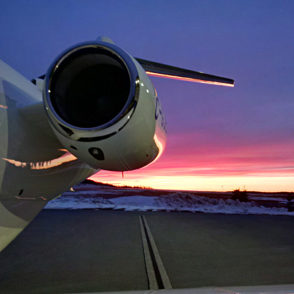 Chris in Canada, ready for a night flight - Embraer 450